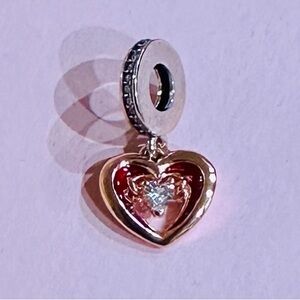 Pandora Red and Gold Heart charm with Unique Filigree Design